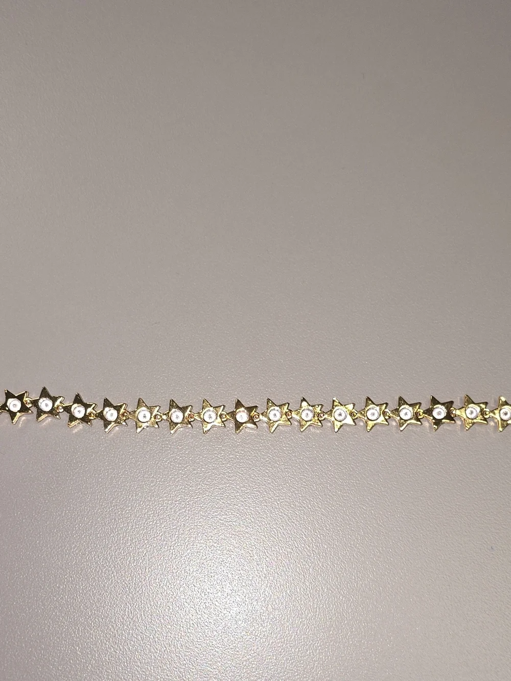 NWOT-Gold Tone Star Tennis Bracelet  Clear Stones Iced Out Celestial Chain